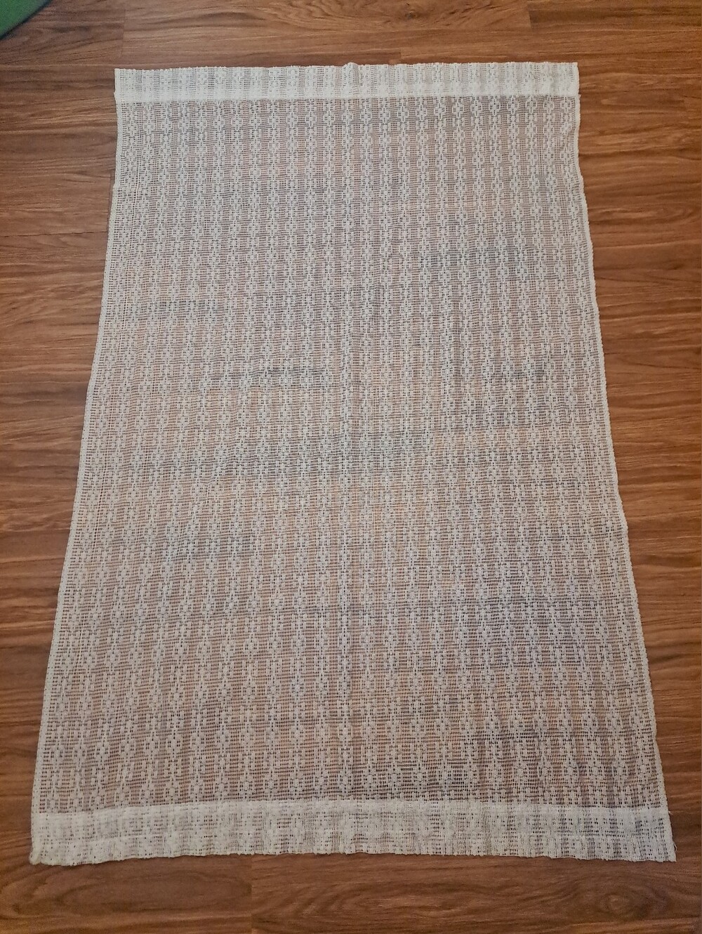 White Knit Curtain Panel Vintage Retro Cottage 60x38 Sheer